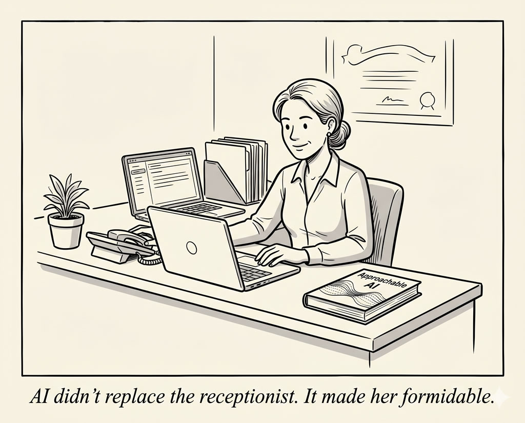 Cartoon illustrating an AI moment in everyday office work