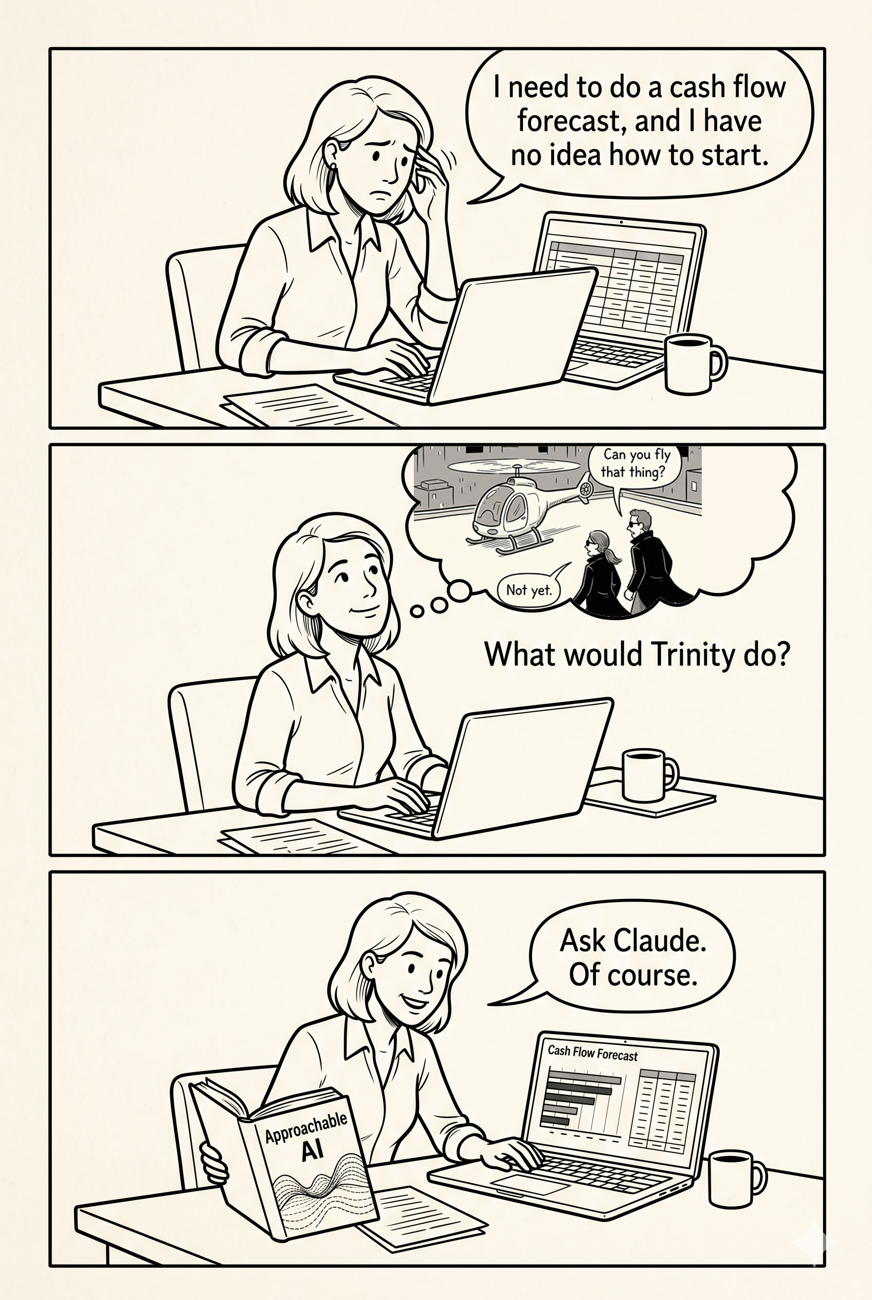 What would Trinity do — cartoon from the AI talks